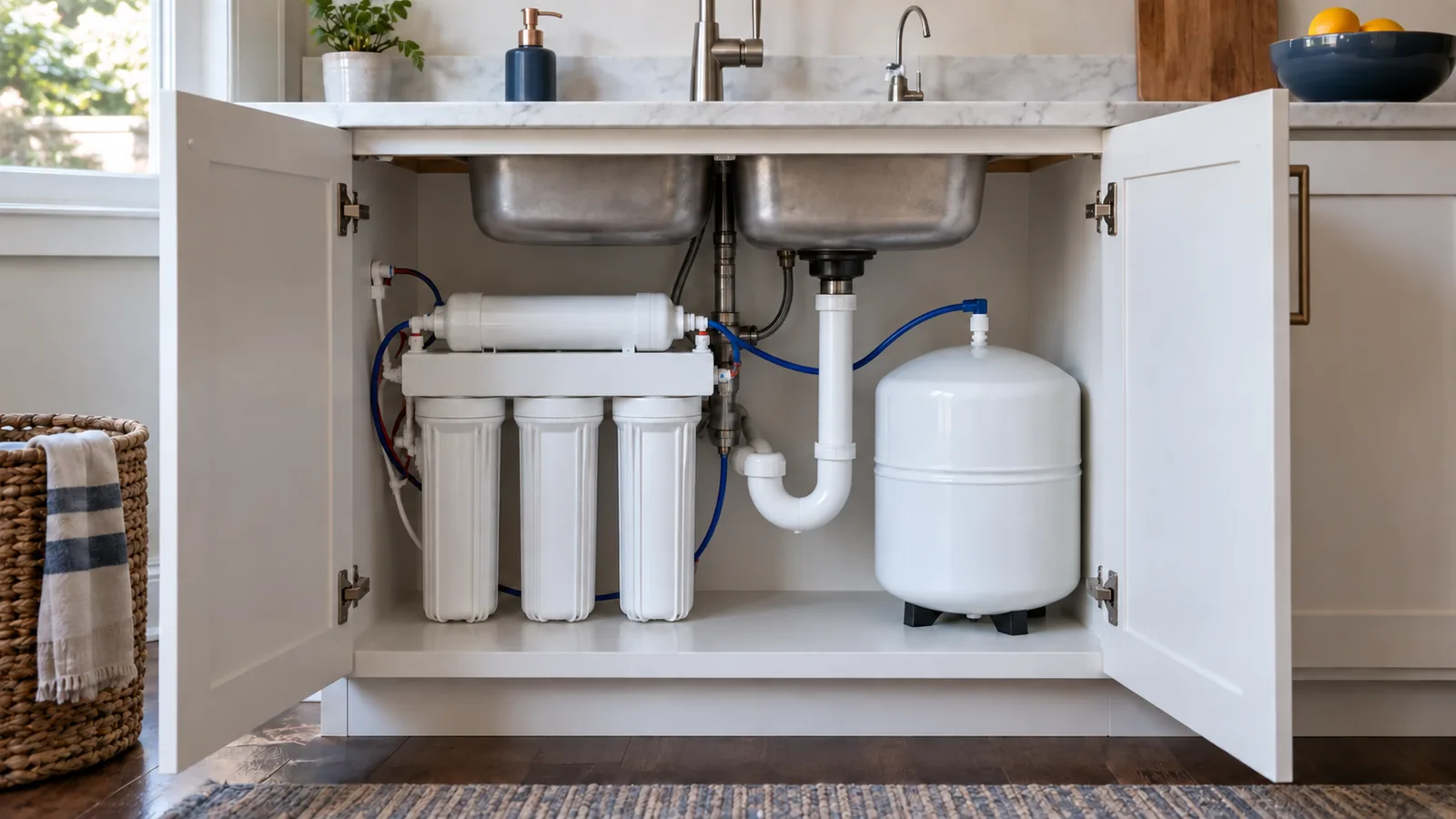 APEC Water review: representative filter type shown in a home kitchen