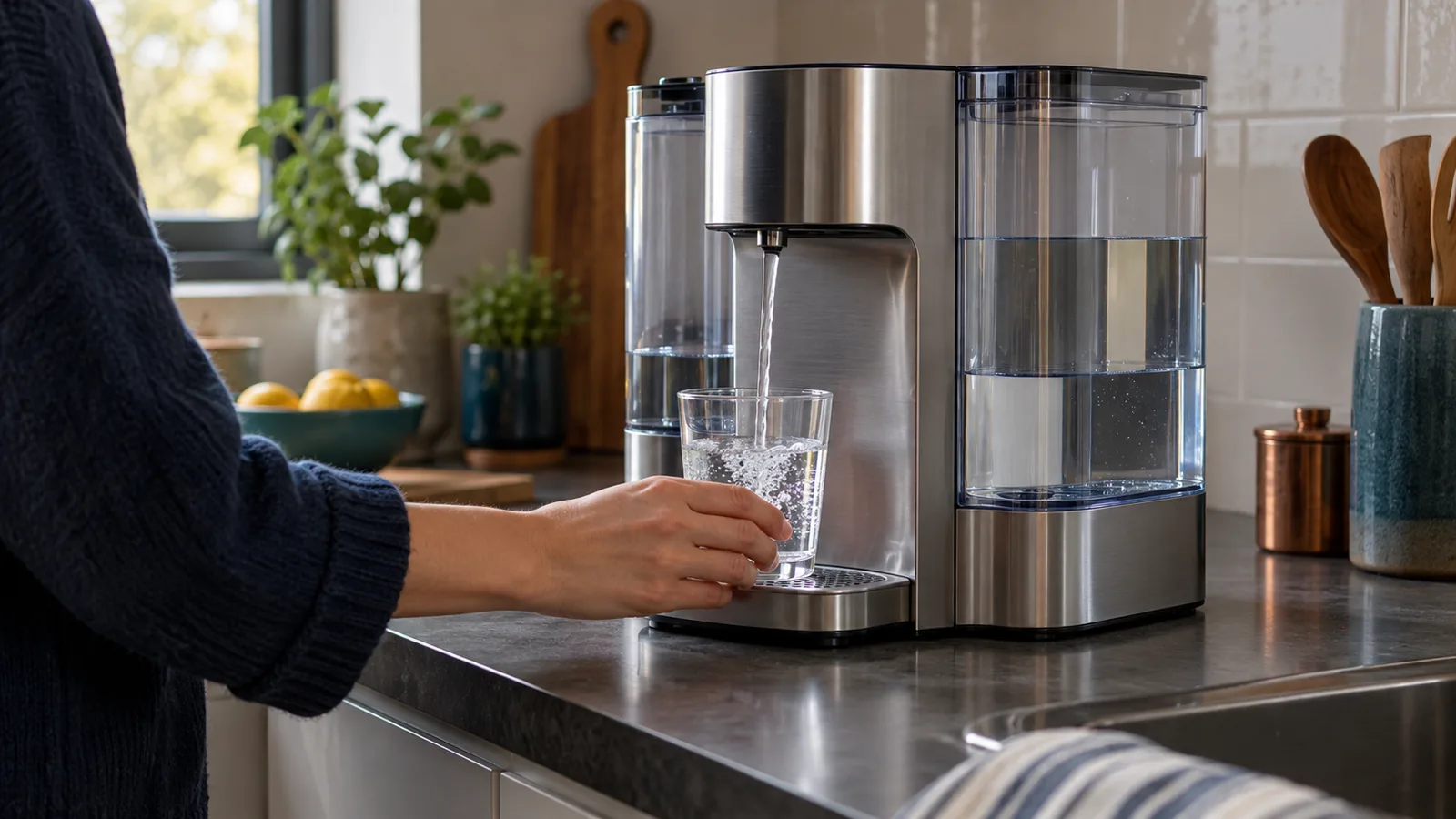 AquaTru review: representative filter type shown in a home kitchen